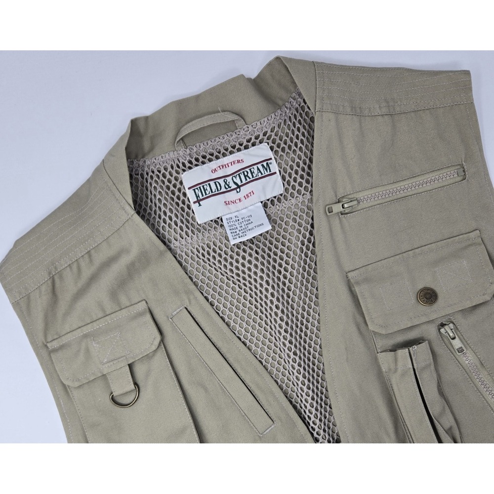 Field & Stream Outfitters Vest Mens XL Fishing/Hunting Safari Camera Tan FC-113